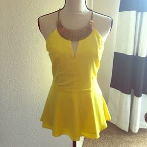 2Bebe yellow halter top